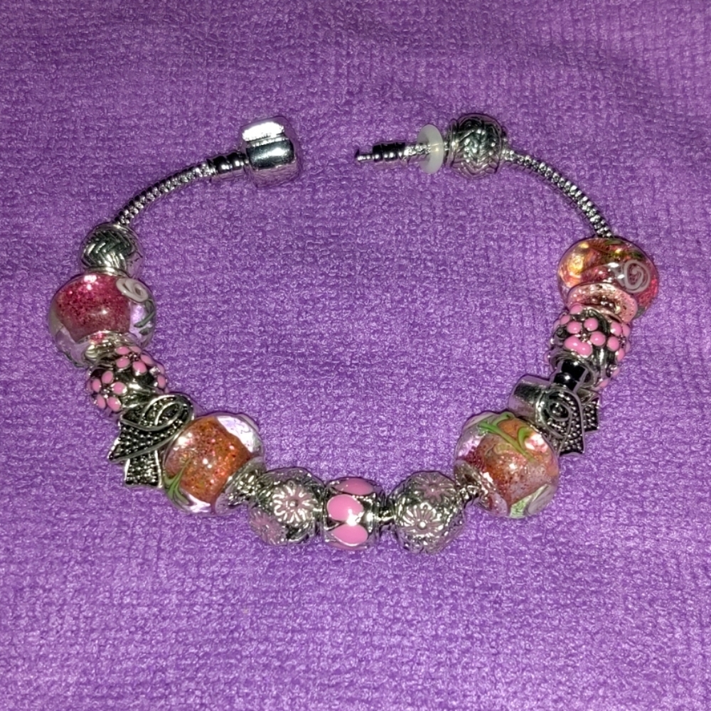 Breast Cancer Awareness Charm Bracelet